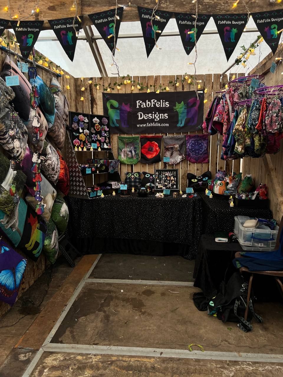A decorated craft stall