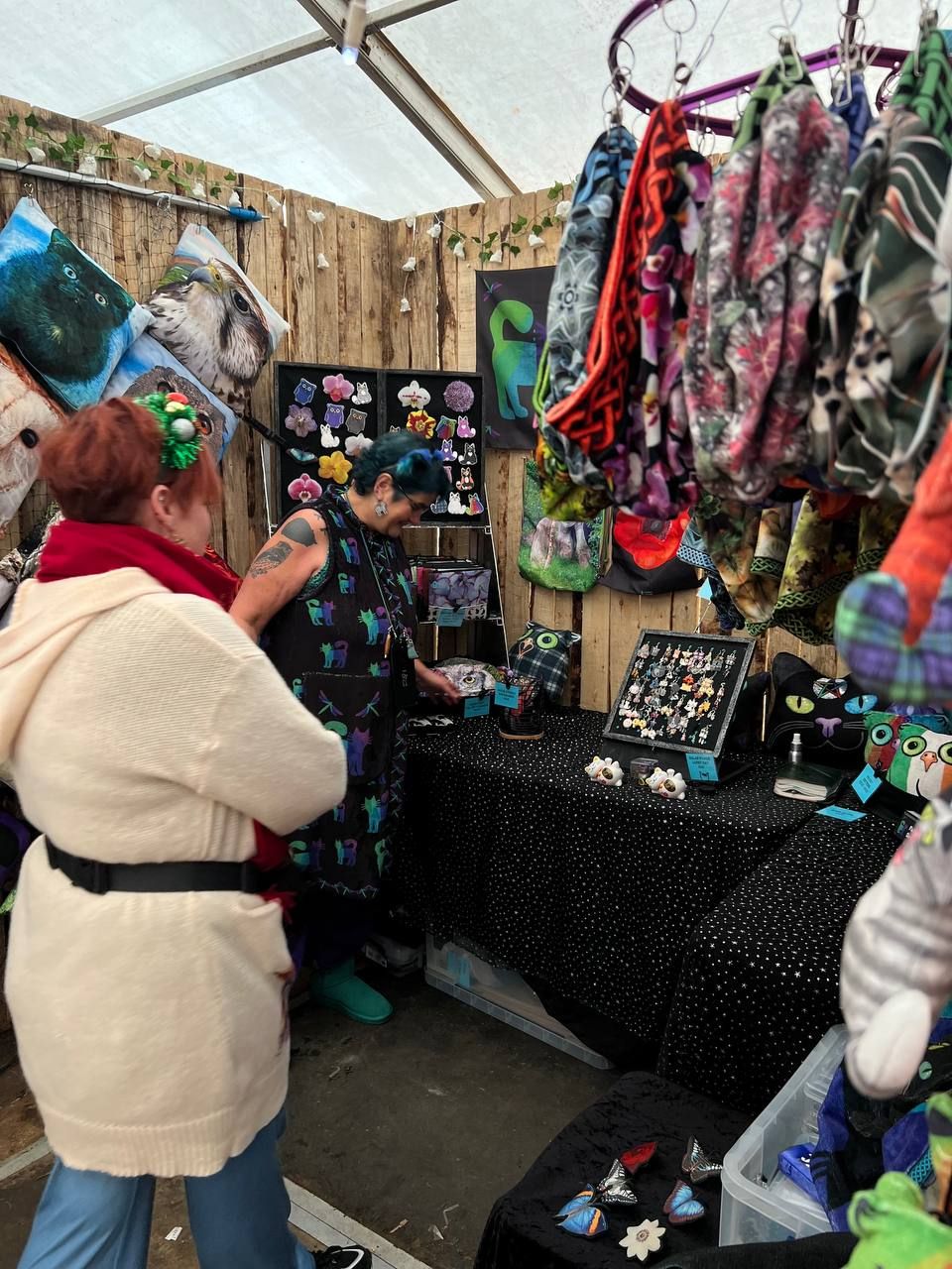 Shoppers at a stall